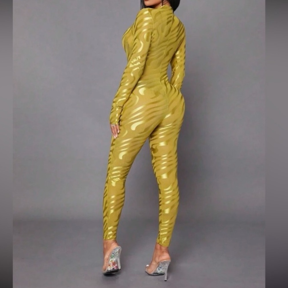 SHEIN SXY Mock Neck Mesh Unitard Jumpsuit size M NWT - Picture 5 of 12